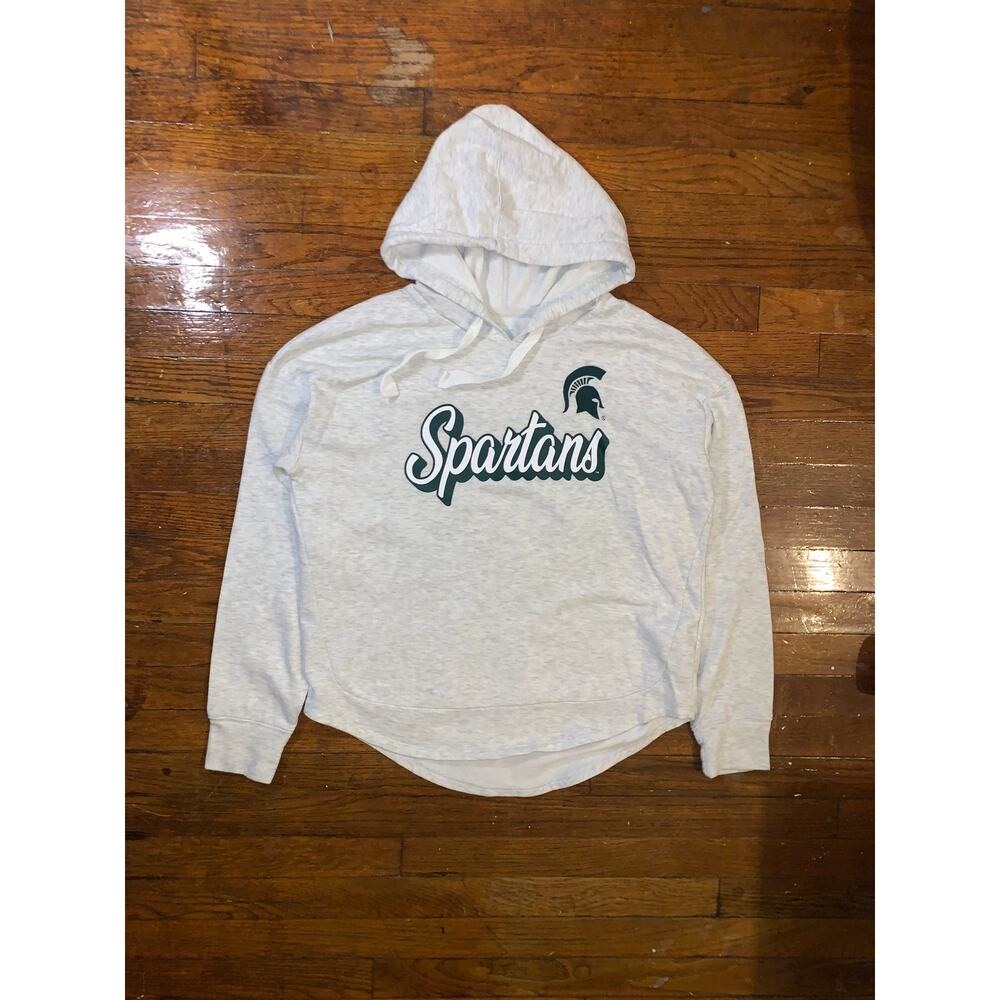 Michigan State Spartans Women's Hoodie Gray Lightweight Pullover Large NCAA